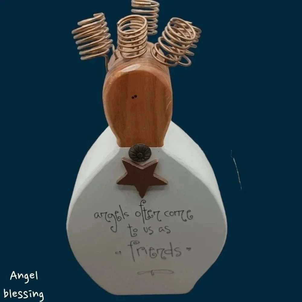 Angel blessings angels often come to us friends wooden figure